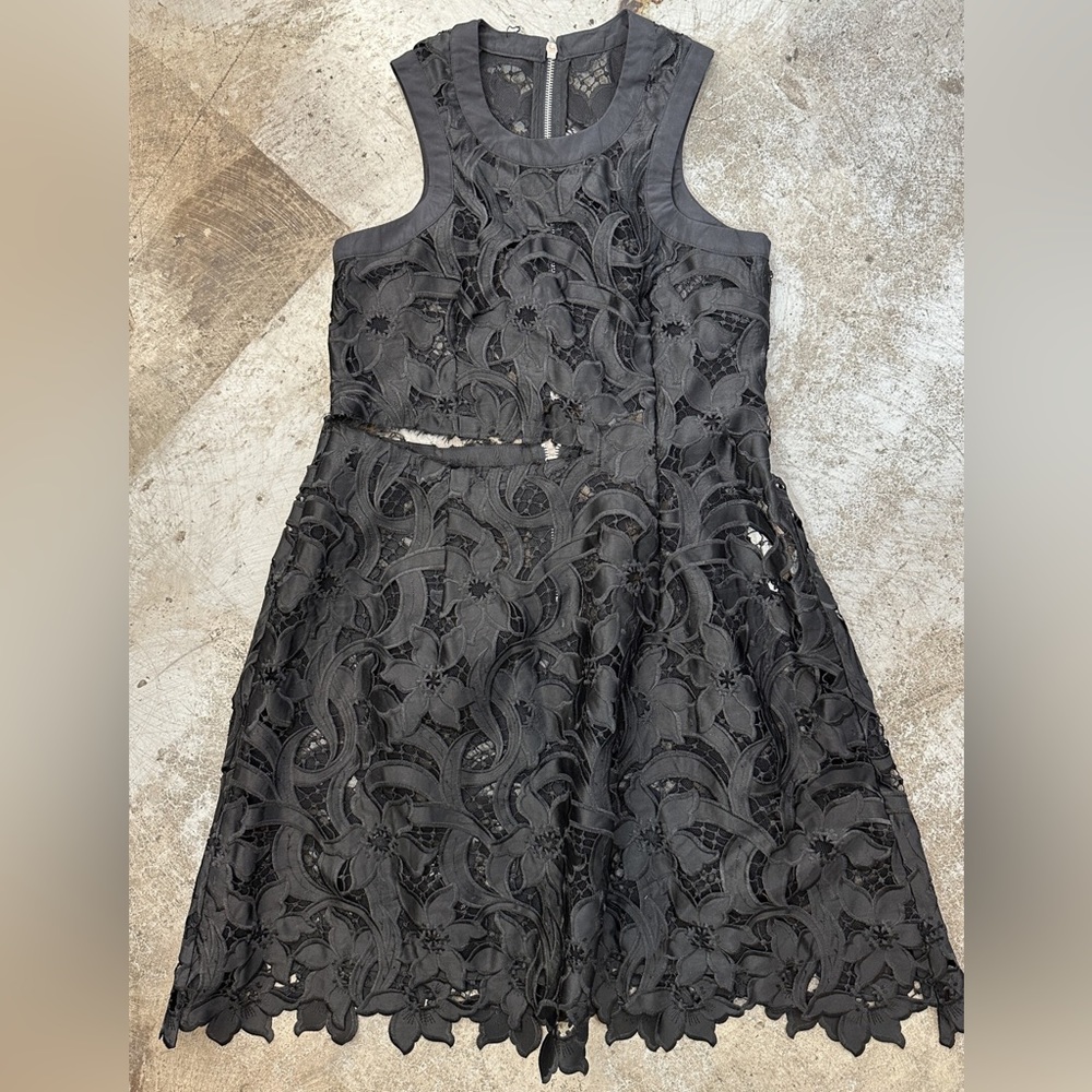 Sacai Black Lace Cutout Dress
